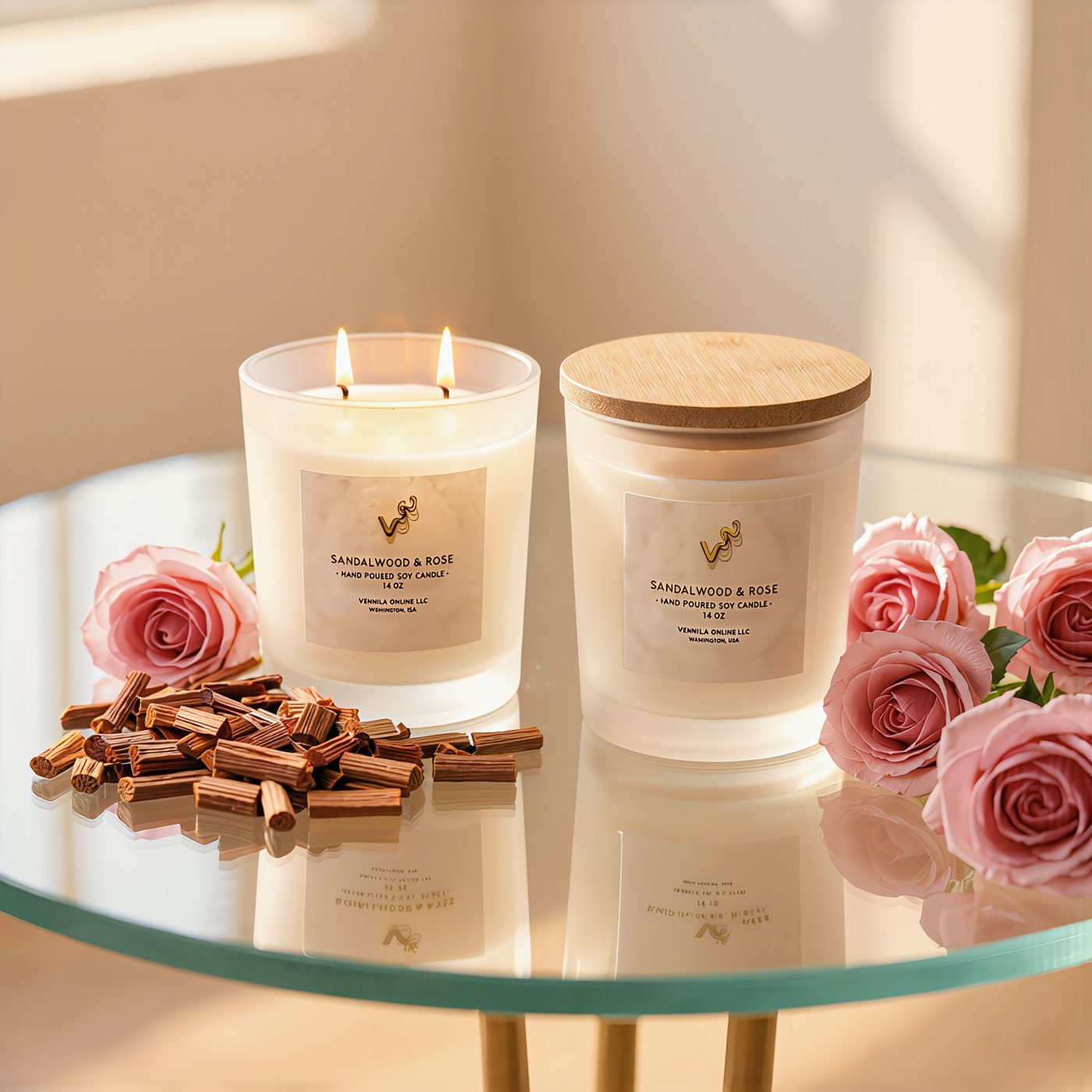 Sandalwood & Rose 14oz soy candle